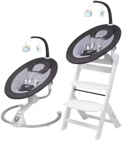 Babygo Homey Set Black/White Babyschommel En Kinderstoel 19014