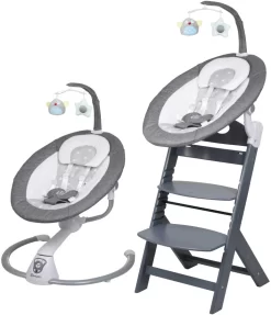 Babygo Homey Set Grey Babyschommel En Kinderstoel 19022