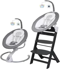 Babygo Homey Set Grey/Black Babyschommel En Kinderstoel 19023