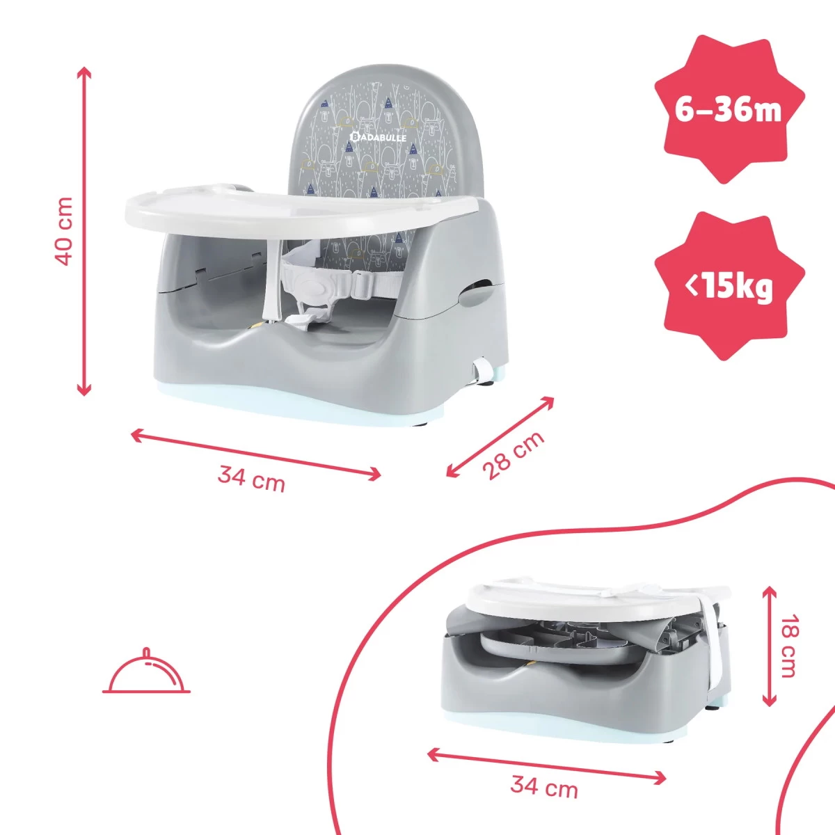 Badabulle Home & Go Beer Booster Stoelverhoger B009015 - Afbeelding 3