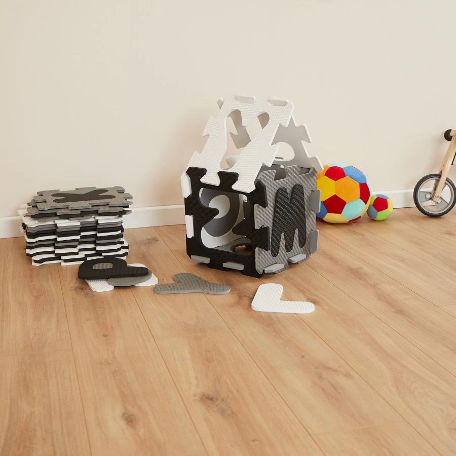 Bieco Zwart/Wit Schuimrubber Alfabet Puzzel Mat 19201506 - Afbeelding 4