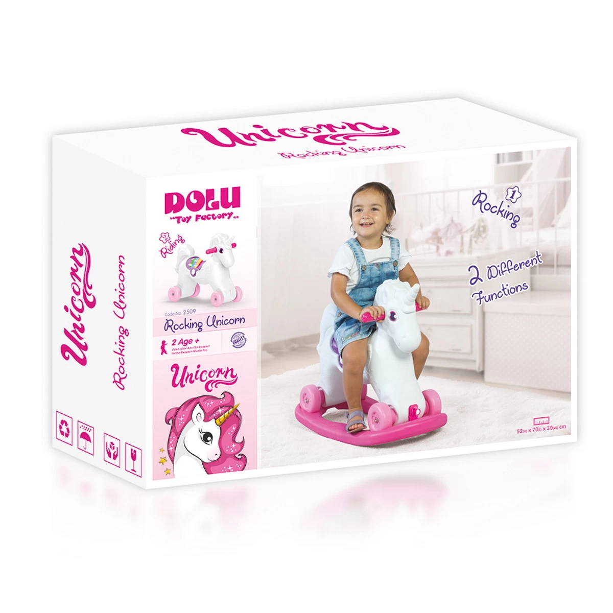 Dolu Unicorn Roze/Wit Hobbelpaard 2509 - Afbeelding 6