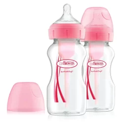 Dr. Brown's Dr Brown's Options+ Anti-colic 270 Ml Roze 2-pack Brede Hals Fles WB92601-GBX +