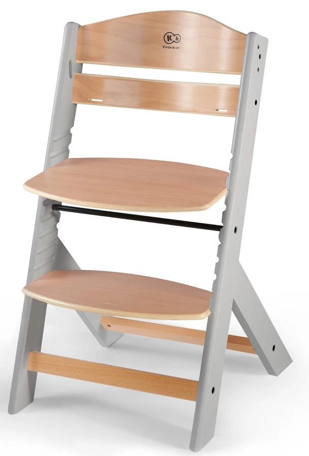 Kinderkraft Enock Grijs/Naturel Houten Meegroei Kinderstoel KKKENOCGRY0000 - Afbeelding 2