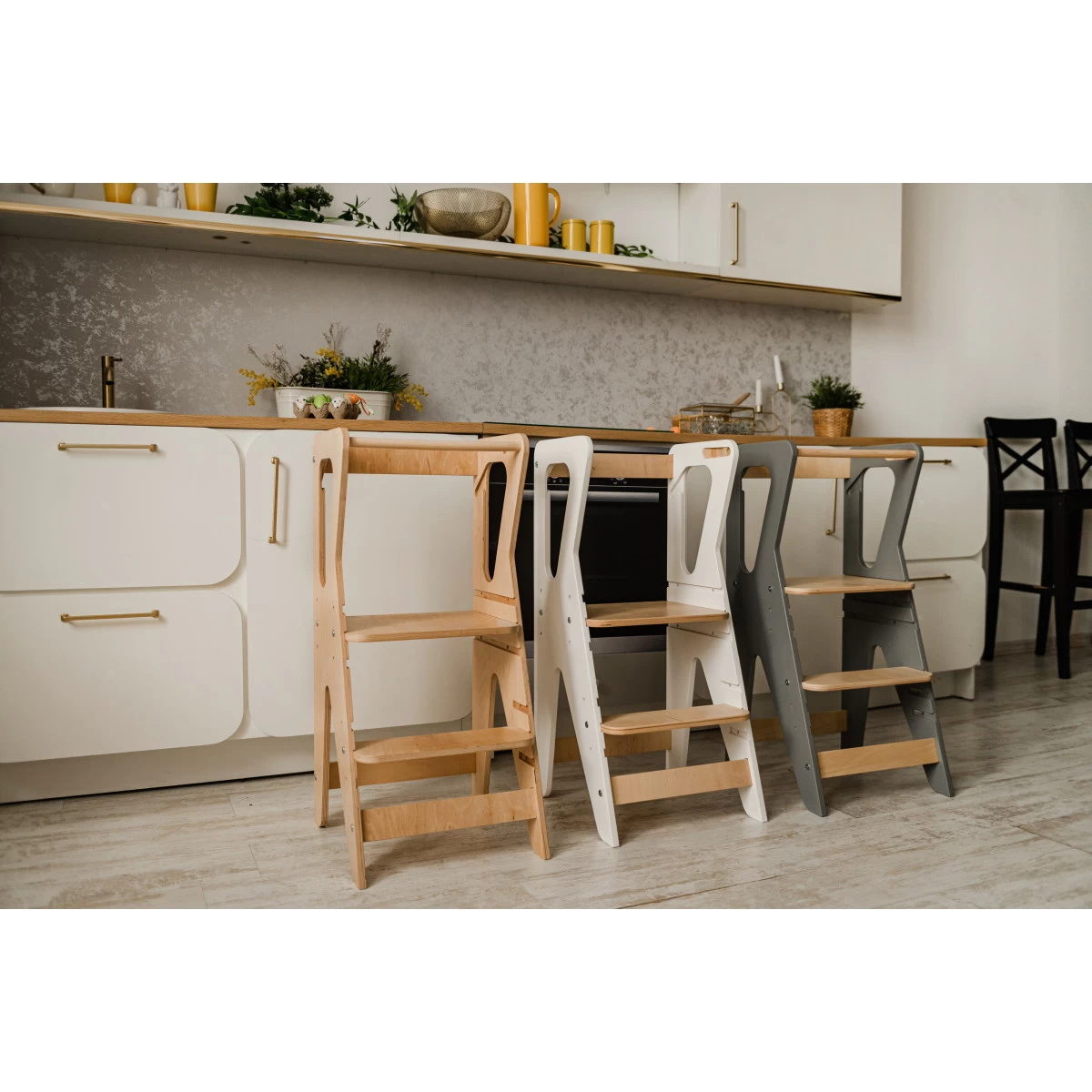 Luna Toys Wit Houten Leertoren Keukenhulp LU-00552 - Afbeelding 6