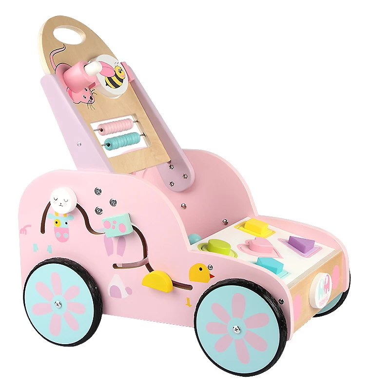 Eco Toys Roze Houten Activiteiten Loopwagen HC494888 - Afbeelding 2