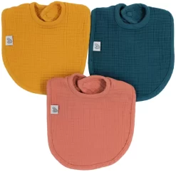 Petit Villain Hydrofiel Okergeel/Oudroze/Petrol 3 Stuks Slabber